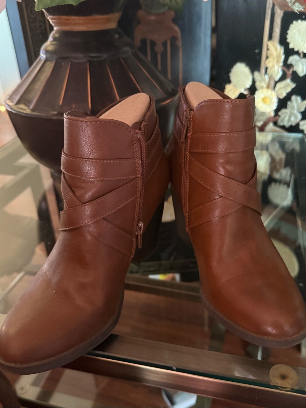 Style & Co Brown size 7  Women's Ankle Booties - Classic Leather Look